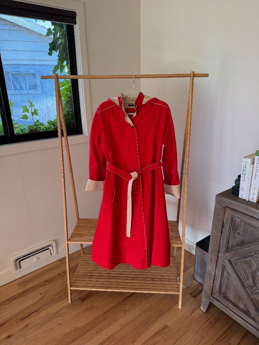 Vintage Coral Red Fleet Street Trench Coat